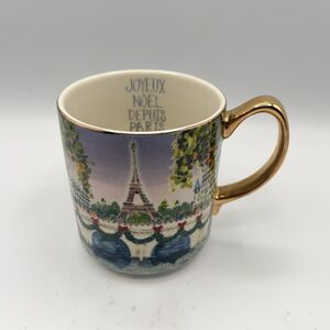 Anthropologie Paris holiday in the city stoneware Christmas mug Joyeux Noel